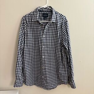 Daniel Hechter Blue and White Checkered Shirt Mens Large Dress Shirt